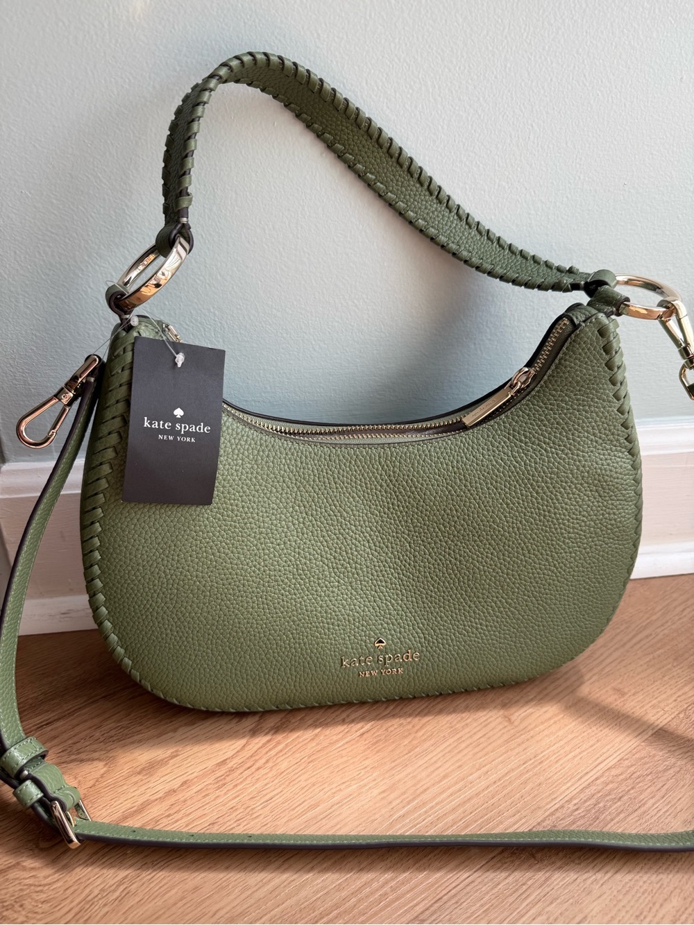 Kate Spade Olive Green Leather Hobo Bag